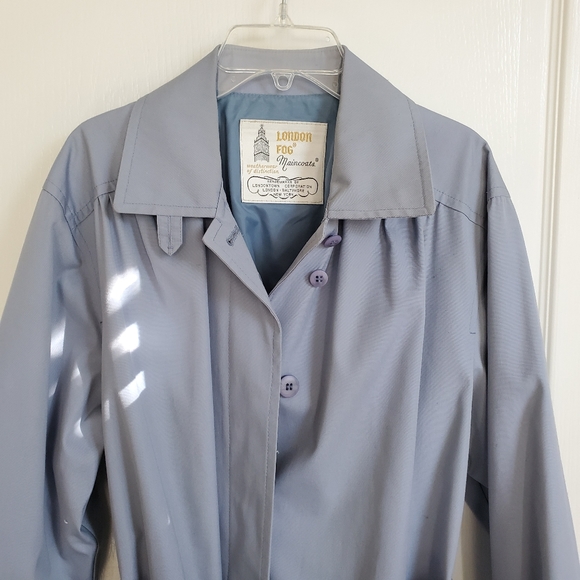 VINTAGE LONDON FOG POWDER BLUE TRENCH COAT 12P - Picture 3 of 8